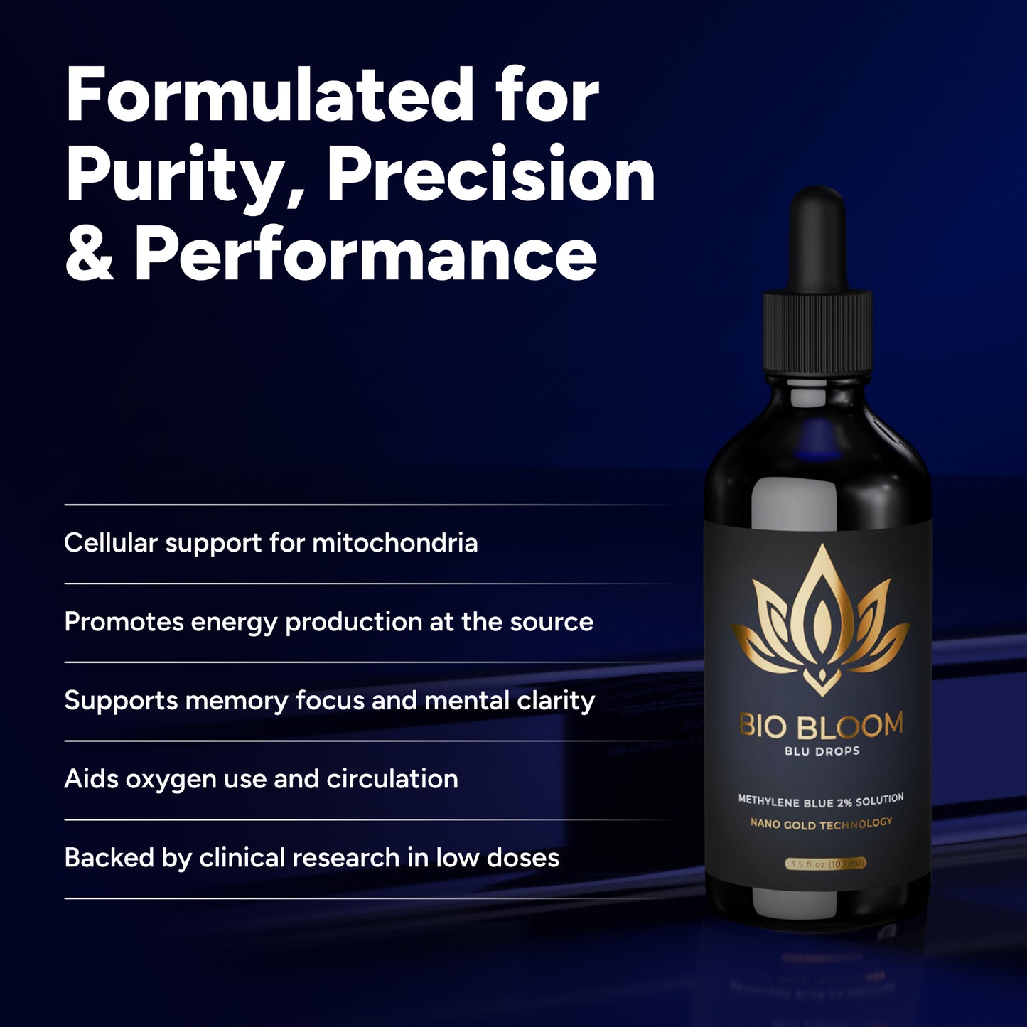 Bio Bloom Blu Drops - 2% Methylene Blue with Nano Gold Technology (100 ml)